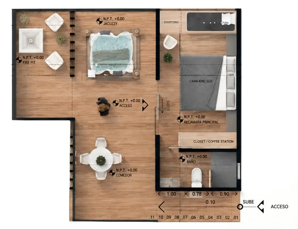 Planta arquitectónica de la cabaña ALBA